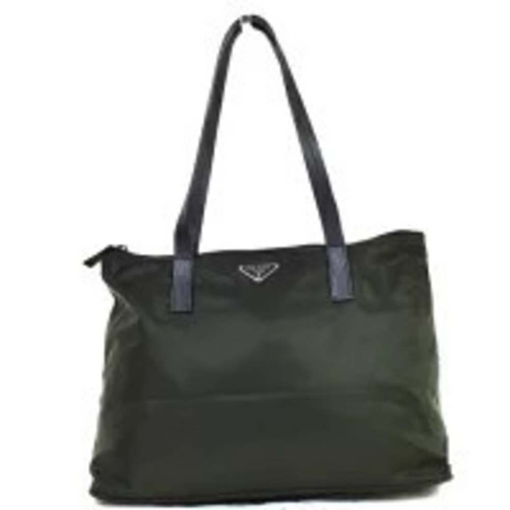Prada Shoulder Bag Handbag Khaki Green Leather